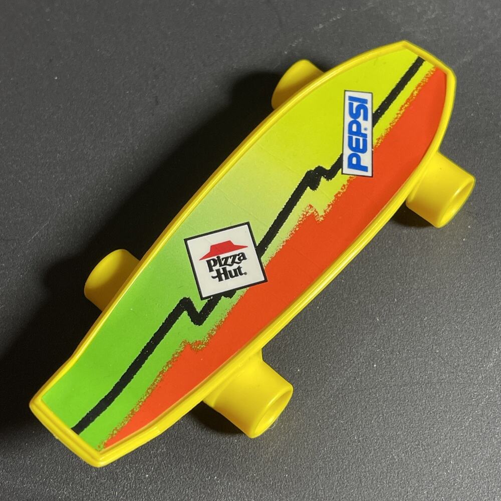 Vintage 1987 Plastic Pizza Hut And Pepsi Toy Skate Board